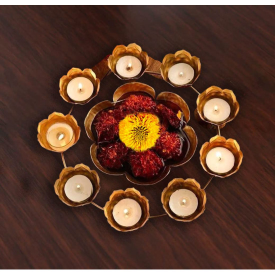 Urli Bowl Diya Shape Flower Decorative Tealight for Home Diwali Handcrafted Bowl for Floating Flowers and Tea Light Candles Home | Diwali Decoration Items (12 Inches)