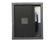 Parker Gift Set - (Parker Beta Premium Chrome Trim Roller Ball Pen with Houndstooth Print Parker Notebook) | 1 Pen + 1 Parker Note Book| Ink Color - Blue | Gifts for Employees | Perfect for Corporate