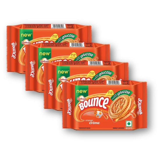 Sunfeast Bounce Orange Cream 58g (Pack of 4) Unique