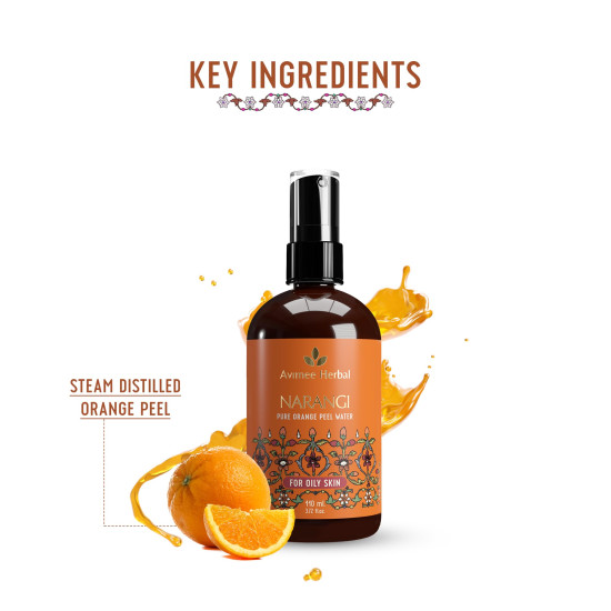 Avimee Herbal Narangi Water | Natural Astringent To Reduce Pores | With Orange Peel Extract | 110 ml