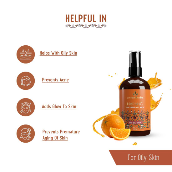 Avimee Herbal Narangi Water | Natural Astringent To Reduce Pores | With Orange Peel Extract | 110 ml