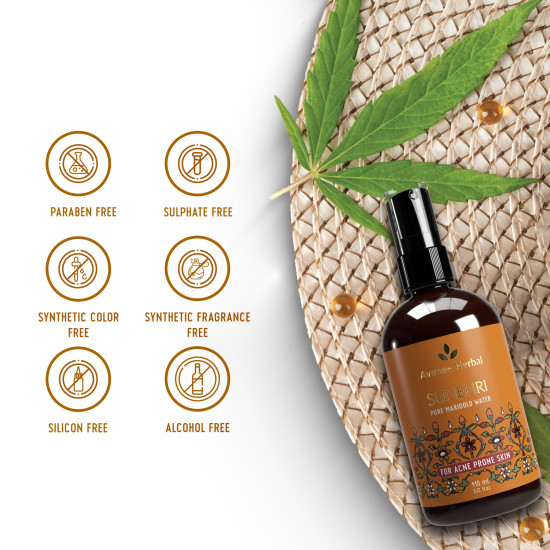 AVIMEE HERBAL Sunehri Pure Marigold Water | For Acne Prone Skin | With Calendula Extracts | 110 Ml