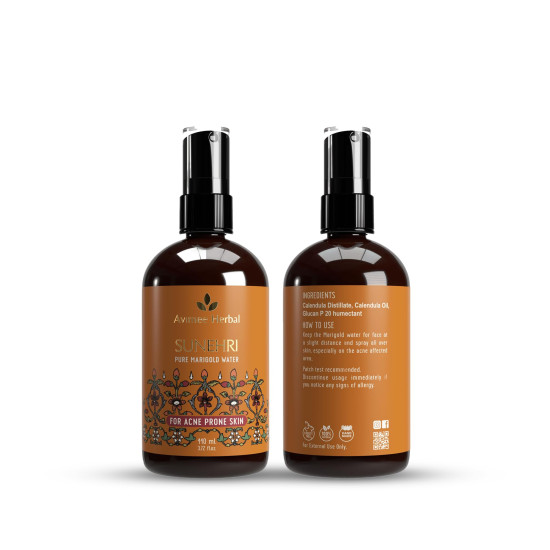 AVIMEE HERBAL Sunehri Pure Marigold Water | For Acne Prone Skin | With Calendula Extracts | 110 Ml