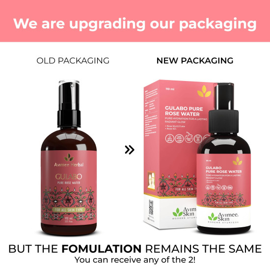Avimee Herbal Gulabo Premium Rose Water | Skin, Face and Hair Toner | Radiant Glow | For All Skin Types | 110 ml