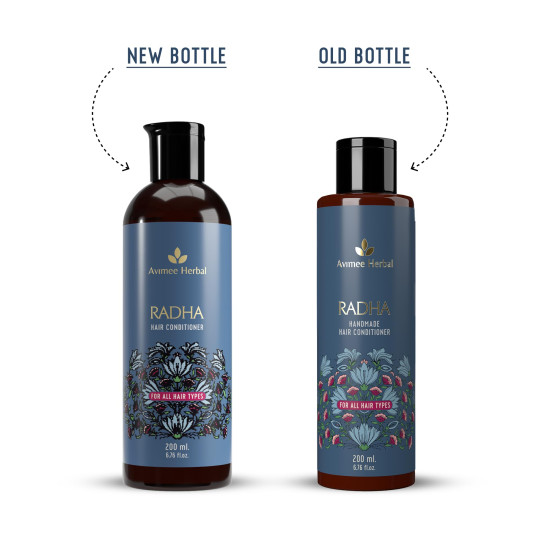 AVIMEE HERBAL Radha Hair Conditioner For All Hair Type | Repairs Damaged Hair | With Keratin Protein, Rice Protein, Apple Cider Vinegar & Aloe Vera | Makes Hair Silky Smooth | 200 Ml,1 Count