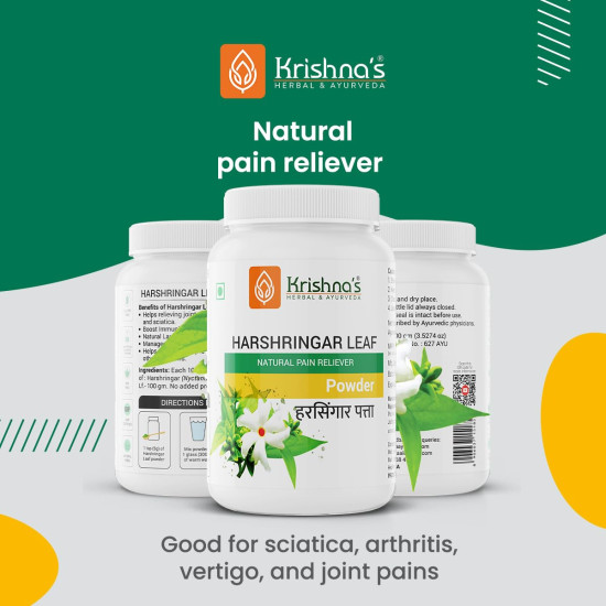 Krishna's Harshringar Powder (Nyctanthes arbor-tristis.)- 100 g |Natural and fresh Parijat leaf Powder | Boosts immunity & Improves skin quality Krishna's Harshringar Powder (Nyctanthes arbor-tristis.)- 100 g |Natural and fresh Parijat leaf Powder | Boosts immunity & Improves skin quality