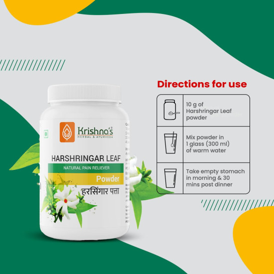 Krishna's Harshringar Powder (Nyctanthes arbor-tristis.)- 100 g |Natural and fresh Parijat leaf Powder | Boosts immunity & Improves skin quality Krishna's Harshringar Powder (Nyctanthes arbor-tristis.)- 100 g |Natural and fresh Parijat leaf Powder | Boosts immunity & Improves skin quality