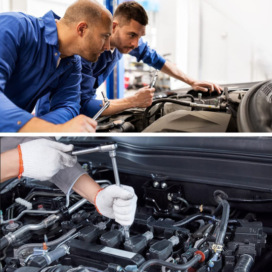 46PCS 1/4 inch Drive Socket Set,Metric Ratchet Wrench Set with 4-14mm CR-V Sockets,S2 Bits,Extension Bars,Mechanic Tool Kits for Household Auto Repair