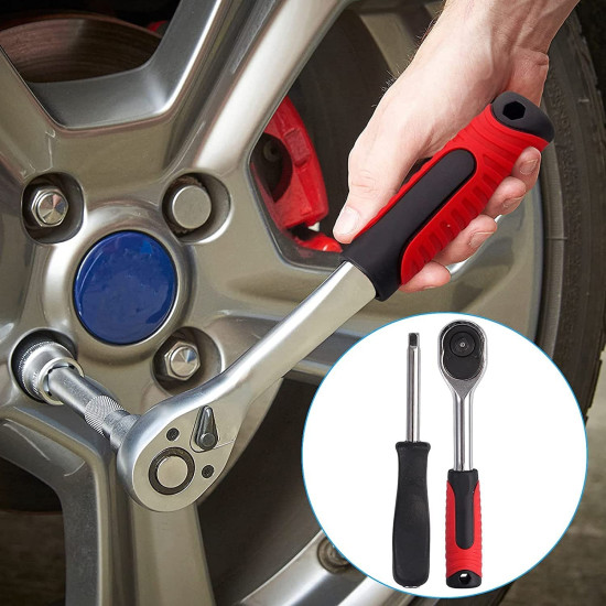 46PCS 1/4 inch Drive Socket Set,Metric Ratchet Wrench Set with 4-14mm CR-V Sockets,S2 Bits,Extension Bars,Mechanic Tool Kits for Household Auto Repair