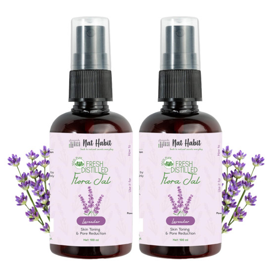 Nat Habit - 100% Pure Lavender Jal - Lavender Water - Toner, Face-Mist, Astringent & Face Spray- Ayurvedic Steam-Distilled For Oil-Control, Skin Hydration (Pack of 2, 100 ml) Nat Habit - 100% Pure Lavender Jal - Lavender Water - Toner, Face-Mist, Astringent & Face Spray- Ayurvedic Steam-Distilled For Oil-Control, Skin Hydration (Pack of 2, 100 ml)