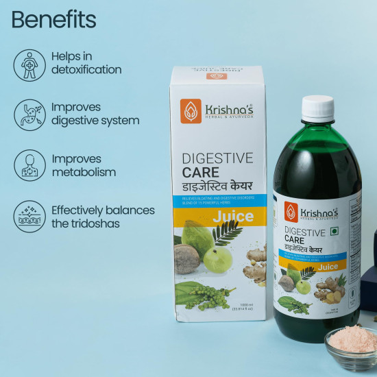 KRISHNA'S HERBAL & AYURVEDA Digestive Care Juice - 1000 ml | Goodness Of Amla, Ginger, Chitrak, Anaardana, Baheda For To Help In Digestion And Metabolism, Pack of 1 KRISHNA'S HERBAL & AYURVEDA Digestive Care Juice - 1000 ml | Goodness Of Amla, Ginger, Chitrak, Anaardana, Baheda For To Help In Digestion And Metabolism, Pack of 1