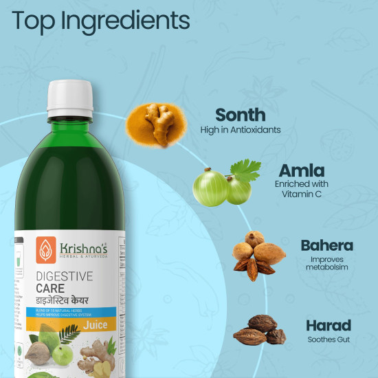 KRISHNA'S HERBAL & AYURVEDA Digestive Care Juice - 1000 ml | Goodness Of Amla, Ginger, Chitrak, Anaardana, Baheda For To Help In Digestion And Metabolism, Pack of 1 KRISHNA'S HERBAL & AYURVEDA Digestive Care Juice - 1000 ml | Goodness Of Amla, Ginger, Chitrak, Anaardana, Baheda For To Help In Digestion And Metabolism, Pack of 1