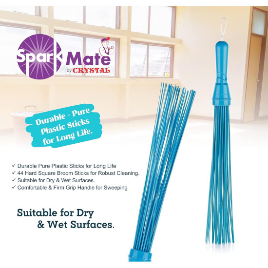 Sparkmate By Crystal Kharata/Plastic Stick Broom/Jhadu for Home and Bathroom Cleaning, Assorted, Hard Floor Sparkmate By Crystal Kharata/Plastic Stick Broom/Jhadu for Home and Bathroom Cleaning, Assorted, Hard Floor