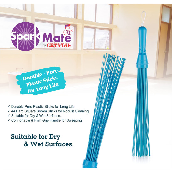 Sparkmate By Crystal Kharata/Plastic Stick Broom/Jhadu for Home and Bathroom Cleaning, Assorted, Hard Floor Sparkmate By Crystal Kharata/Plastic Stick Broom/Jhadu for Home and Bathroom Cleaning, Assorted, Hard Floor