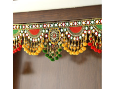 CraftVatika Toran Toranam Hanging Bandarwal for Main Entrance Door Pooja Room Wall Home Decoration Handmade Latest Vintage Traditional Multi Zula Pearl Beads (Type 10), 36 Inch