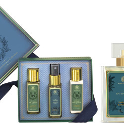 Forest Essentials Kit for Him, 150ml (Gift Box For Men) & Ayurvedic Herb Enriched Head Massage Oil 200ml & After Shave Spray Sandalwood & Orange Peel 100ml