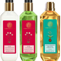 Forest Essentials Hair Conditioner Bhringraj & Shikakai 200ml & Forest Essentials Organic Cold Pressed Virgin Oil Coconut 200ml & Forest Essentials Hair Cleanser Bhringraj & Shikakai 200ml (Shampoo)