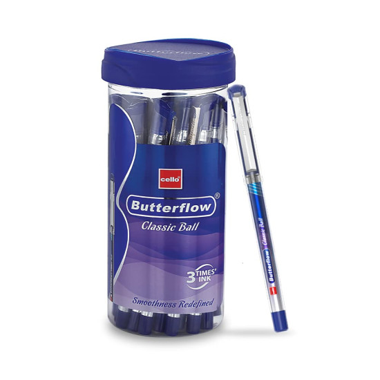 Cello Butterflow Classic Ball Pen Set | Pack of 20 Ball Pens | 20 Blue Ink Colour Pens | Longer and Smoother Writing Experience | For School and Office Use | Best Pen for Exams Cello Butterflow Classic Ball Pen Set | Pack of 20 Ball Pens | 20 Blue Ink Colour Pens | Longer and Smoother Writing Experience | For School and Office Use | Best Pen for Exams