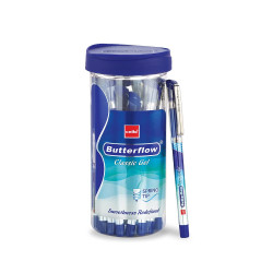 Cello Butterflow Classic Gel Pen Set | Pack of 20 Gel Pens | 20 Blue Ink Colour Pens | Spring Tip | Smooth Writing Experience | For School and Office Use | Best Pen for Exams