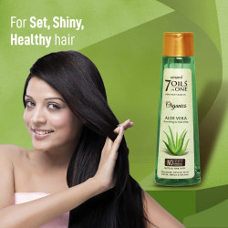 Emami 7 Oils In One Organics Aloe Vera Hair Oil | Nourishing & Hydrating| Ultra-Light & Non-Sticky | Certified Organic | Free From Parabens, Sulphates & Harmful Chemicals | For Soft, Shiny Hair, 200ml