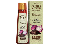 Emami 7 Oils In One Organics Onion Blackseed Hair Oil | Anti-Hair Fall | Ultra-Light & Non-Sticky | Free From Parabens, Sulphates & Harmful Chemicals | For Thick, Strong Hair, 200ml