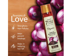 Emami 7 Oils In One Organics Onion Blackseed Hair Oil | Anti-Hair Fall | Ultra-Light & Non-Sticky | Free From Parabens, Sulphates & Harmful Chemicals | For Thick, Strong Hair, 200ml