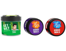 Set Wet Styling Matte Hair Wax 60g & Set Wet Glaze Hair Styling Wax for Men, 60 gm & Set Wet Vertical Hold Hair Gel, 250 ml Jar