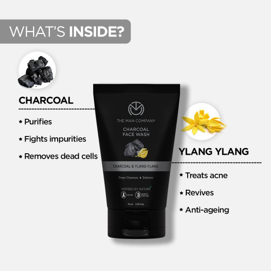 The Man Company Charcoal Face Wash | Anti Pollution, Acne Oil Control | Deep Cleansing | Blackheads Removal | All Skin Types - 75 ml The Man Company Charcoal Face Wash | Anti Pollution, Acne Oil Control | Deep Cleansing | Blackheads Removal | All Skin Types - 75 ml