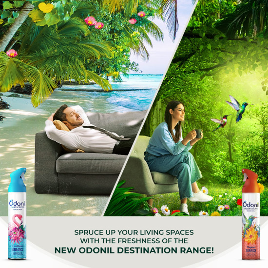 Odonil Destinations Room Air Freshener Spray 240ml - Carribean Dreams | Long Lasting Fragrance Blue