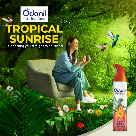 Odonil Destinations Room Air Freshener Spray 240ml - Tropical Sunrise| Long Lasting Fragrance