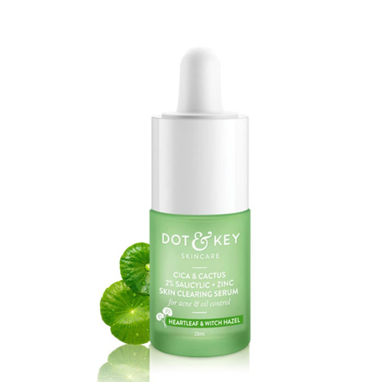 Dot & Key 2% Salicylic Acid + Cica Anti Acne Serum with Zinc | Salicylic Acid Serum for Acne and Dark Spots | Serum for Oily Acne Prone Skin & Sensitive Skin | Oil-Free & Non Comedogenic | 20 ml