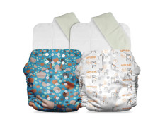 Mother Sparsh Plant Powered Cloth Diaper for Babies-Free Size | Medical Grade Fabric with 100% Organic Cotton | 13 Layer Breathable Soaker With Built-In Booster Pad | Pack of 2 (Pebbles&BCute)