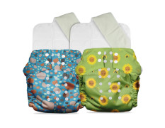 Mother Sparsh Plant Powered Cloth Diaper for Babies-Free Size | Medical Grade Fabric with 100% Organic Cotton | 13 Layer Breathable Soaker With Built-In Booster Pad | Pack of 2