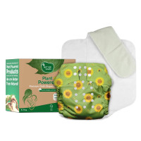 Mother Sparsh Plant Powered Cloth Diaper for Babies-Free Size | Medical Grade Fabric with 100% Organic Cotton | Reusable | 13 Layer Breathable Soaker With Built-In Booster Pad (SunFlower)