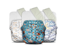 Mother Sparsh Plant Powered Cloth Diaper for Babies-Free Size | Medical Grade Fabric with 100% Organic Cotton | 13 Layer Breathable Soaker With Built-In Booster Pad | Pack of 3 (BCute+Cloudy+Pebble)