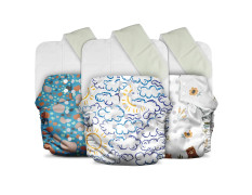 Mother Sparsh Plant Powered Cloth Diaper for Babies-Free Size | Medical Grade Fabric with 100% Organic Cotton | 13 Layer Breathable Soaker With Built-In Booster Pad | Pack of 3 (Cloudy+Pebble+B.Hug)