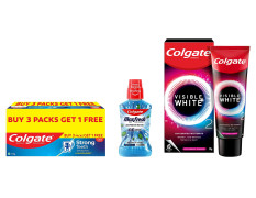Colgate Plax Pepper Mint Mouthwash, 0% Alcohol - 500 ml & Visible White O2, Teeth Whitening Toothpaste, 50g& Strong Teeth Cavity Protection Toothpaste,