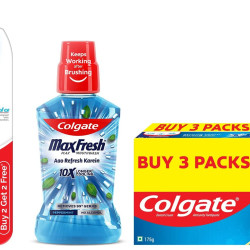 Colgate Plax Pepper Mint Mouthwash, 500 ml & Gentle Enamel Ultra Soft Bristles Manual Toothbrush for adults, 4 Pcs (Buy2 Get 2), Multicolor & Strong Teeth Cavity Protection Toothpaste