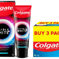 Colgate Plax Pepper Mint Mouthwash, 0% Alcohol - 500 ml & Visible White O2, Teeth Whitening Toothpaste & Strong Teeth Cavity Protection Toothpaste, Colgate Toothpaste, 700gm