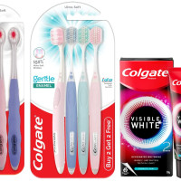 Colgate Visible White O2 & Gentle Ultra Soft Toothbrush Combo - Teeth Whitening & Enamel Protection