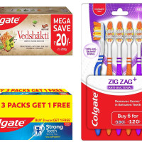 Colgate Swarna Vedshakti Ayurvedic Cavity Protection, Bad Breath Treatment Toothpaste - 400gm & Strong Teeth Cavity Protection Toothpaste & ZigZag Manual Toothbrush