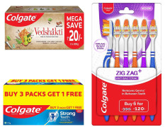 Colgate Swarna Vedshakti Ayurvedic Cavity Protection, Bad Breath Treatment Toothpaste - 400gm & Strong Teeth Cavity Protection Toothpaste & ZigZag Manual Toothbrush