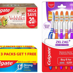 Colgate Swarna Vedshakti Ayurvedic Toothpaste & ZigZag Manual Toothbrush - Ultimate Oral Care