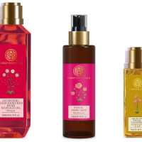 Forest Essentials Ayurvedic Herb Enriched Head Massage Oil Bhringraj 200ml&Forest Essentials Travel Size Delicate Facial Cleanser 50ml&Forest Essentials Facial Tonic Mist Pure Rosewater 130ml