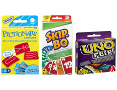 Games PICTIONARY Card Refresh, Multicolor & Mattel Uno Flip Side & Mattel Skip-Bo CardGame