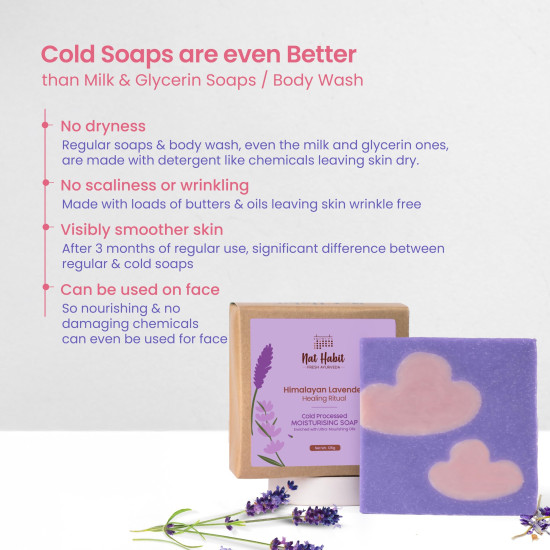 Nat Habit Moisturising Soap, Cold Processed Himalayan Lavender For Gentle, Non-Drying & Soft Skin, Pack of 2 X 125g