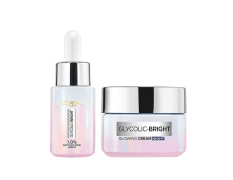 L'Oreal Paris Glycolic Bright Skin Brightening Serum, 15ml 1% Glycolic Acid For Dark Spots, Pigmentation & Uneven Skin Tone + Glycolic Bright Glowing Night Cream, 15ml, Regime (Pack Of 2)