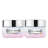 L'Oreal Paris Glycolic bright Day Cream with SPF17, 15 mL + Glycolic Bright Glowing Night Cream, 15 mL, Regime Pack of 2
