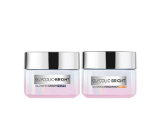 L'Oreal Paris Glycolic bright Day Cream with SPF17, 15 mL + Glycolic Bright Glowing Night Cream, 15 mL, Regime Pack of 2