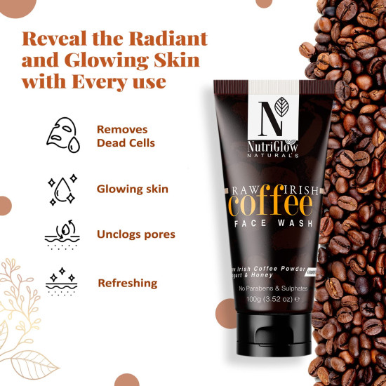 NutriGlow NATURAL'S Coffee Face Cleanser with Yogurt & Honey for Blackhead Removal Face Wash (100 g)